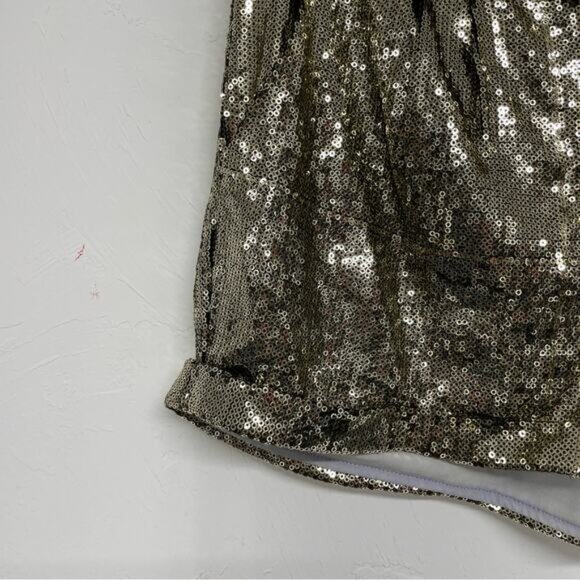 PJK Patterson J Kincaid Gold Sequin Shorts & Blazer Two Piece Set Womens Swifty - Picture 7 of 14